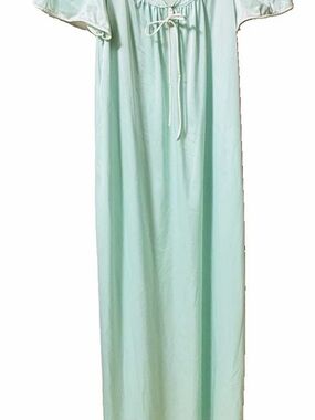 Vintage Lorraine  Aqua Small 56 In. LONG Pink Emb Nightgown Set Rope Has Flaw